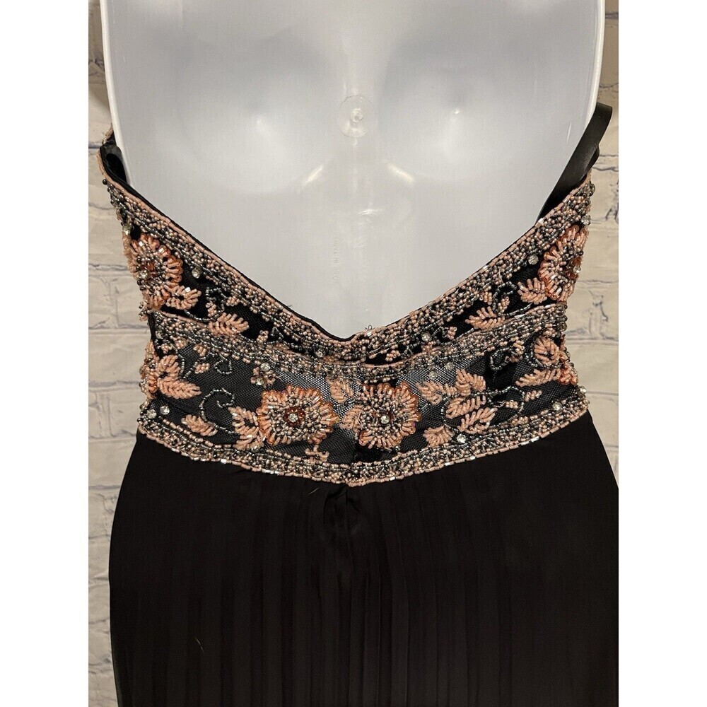 Gray and peach beaded bodice halter prom formal gown dress ombre Size 2/4 - Picture 7 of 7